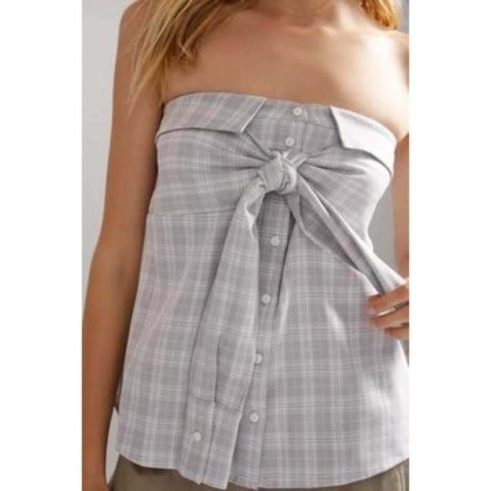 NWT Mare Mare x Anthropologie Strapless Buttondown Gray